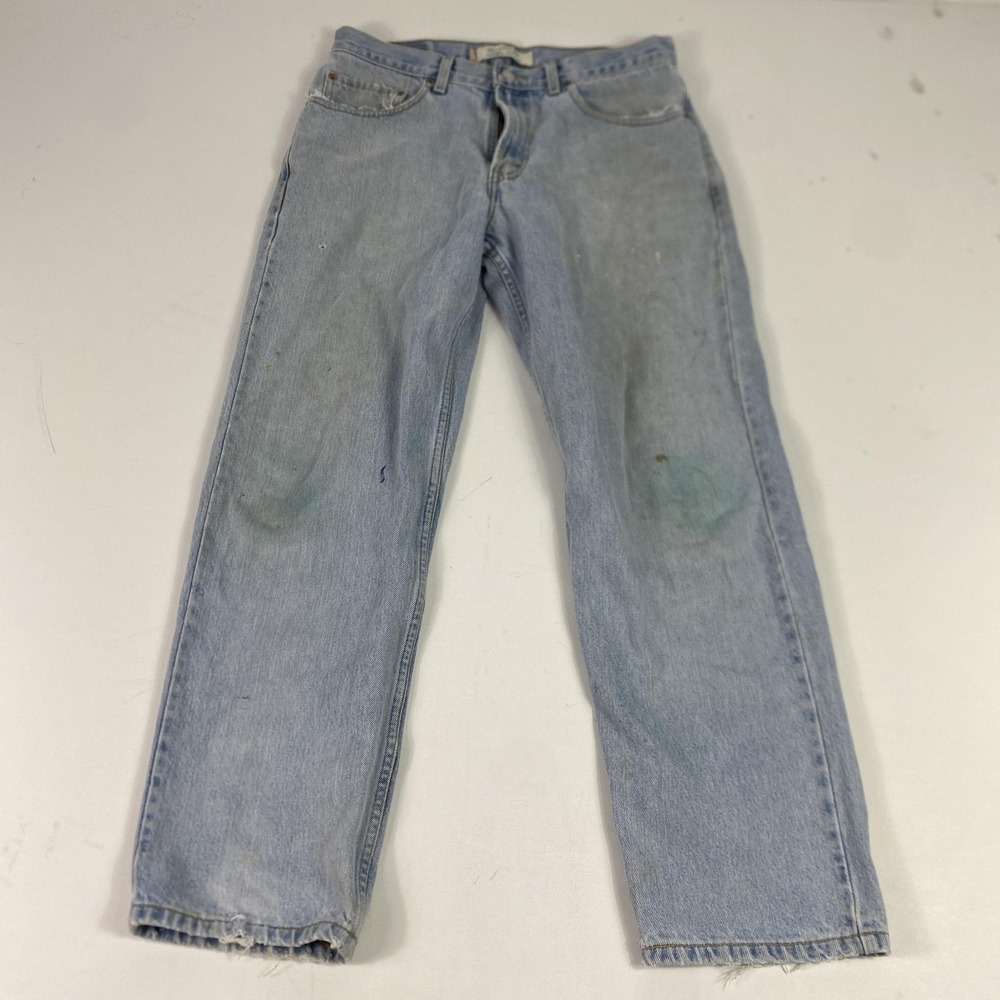 Vintage Levis 550 Jeans Mens 33x30 Light Wash Relaxed Tapered Paint Stains 90s